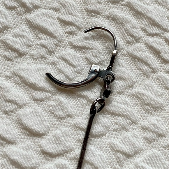 Dangling Silver Tone Spider Earrings with Crystals - Picture 4 of 6